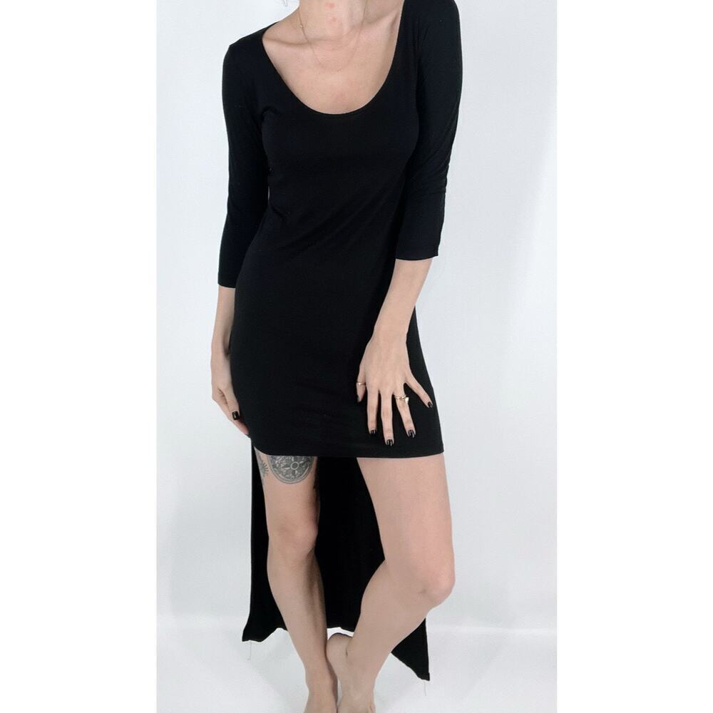 Soprano Hi Low Black Quarter Sleeve Dress Size Small